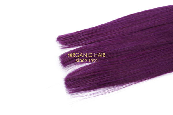 Purple color virgin remy human hair extensions
